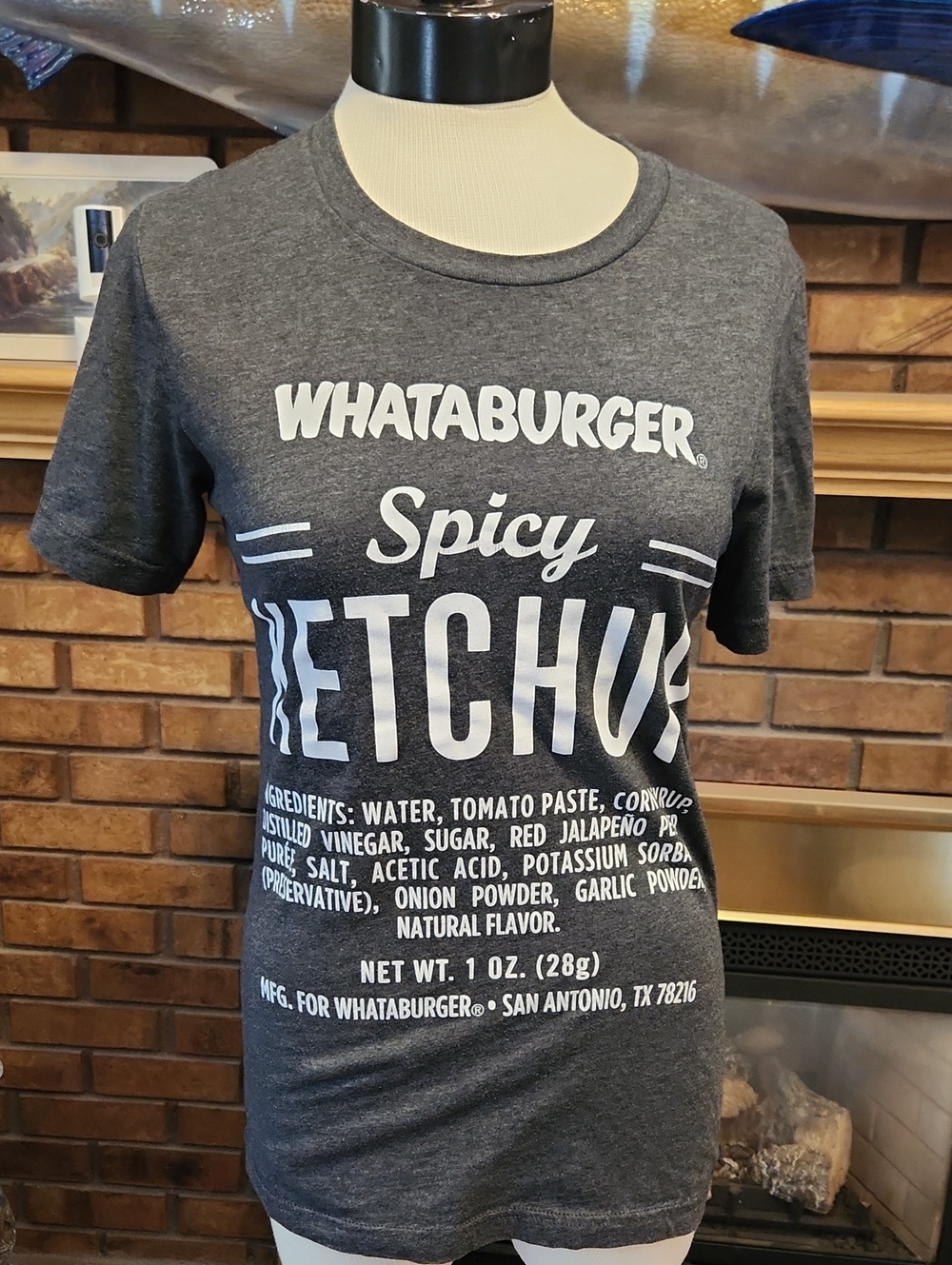 Whataburger Spicy Ketchup Graphic Tee - Charcoal Grey And White Soft Stretchy S